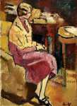 Woman Wearing Shawl in the Armchair